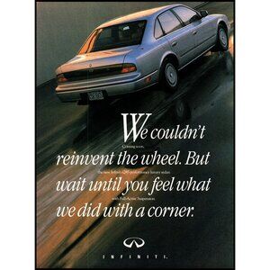 1990 Infiniti Q45 Performance Luxury Sedan Vintage Print Ad Man Cave Wall Art